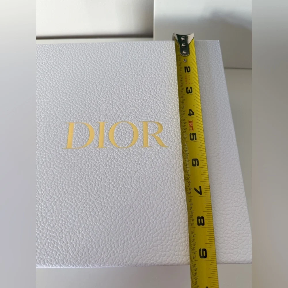 Dior Luxury Gift Box Set White Textured Presentation Box w/ Ribbon & Card New